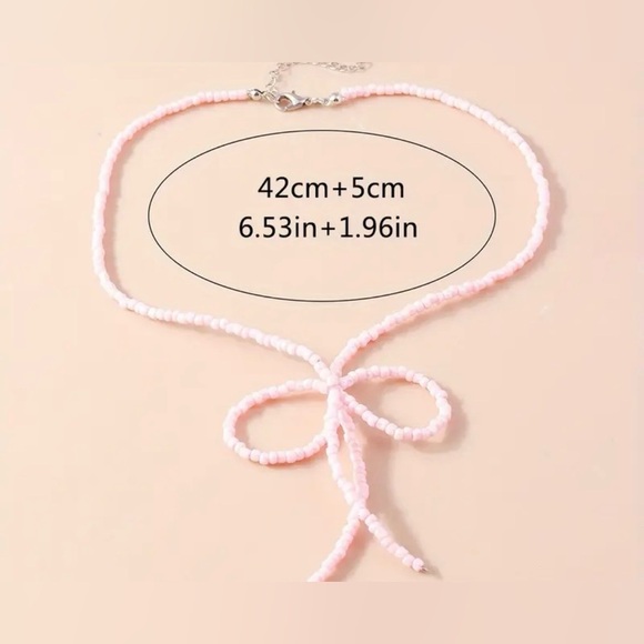 Mint Green Bow Necklace Minimalist Design Jewelry - Picture 2 of 3